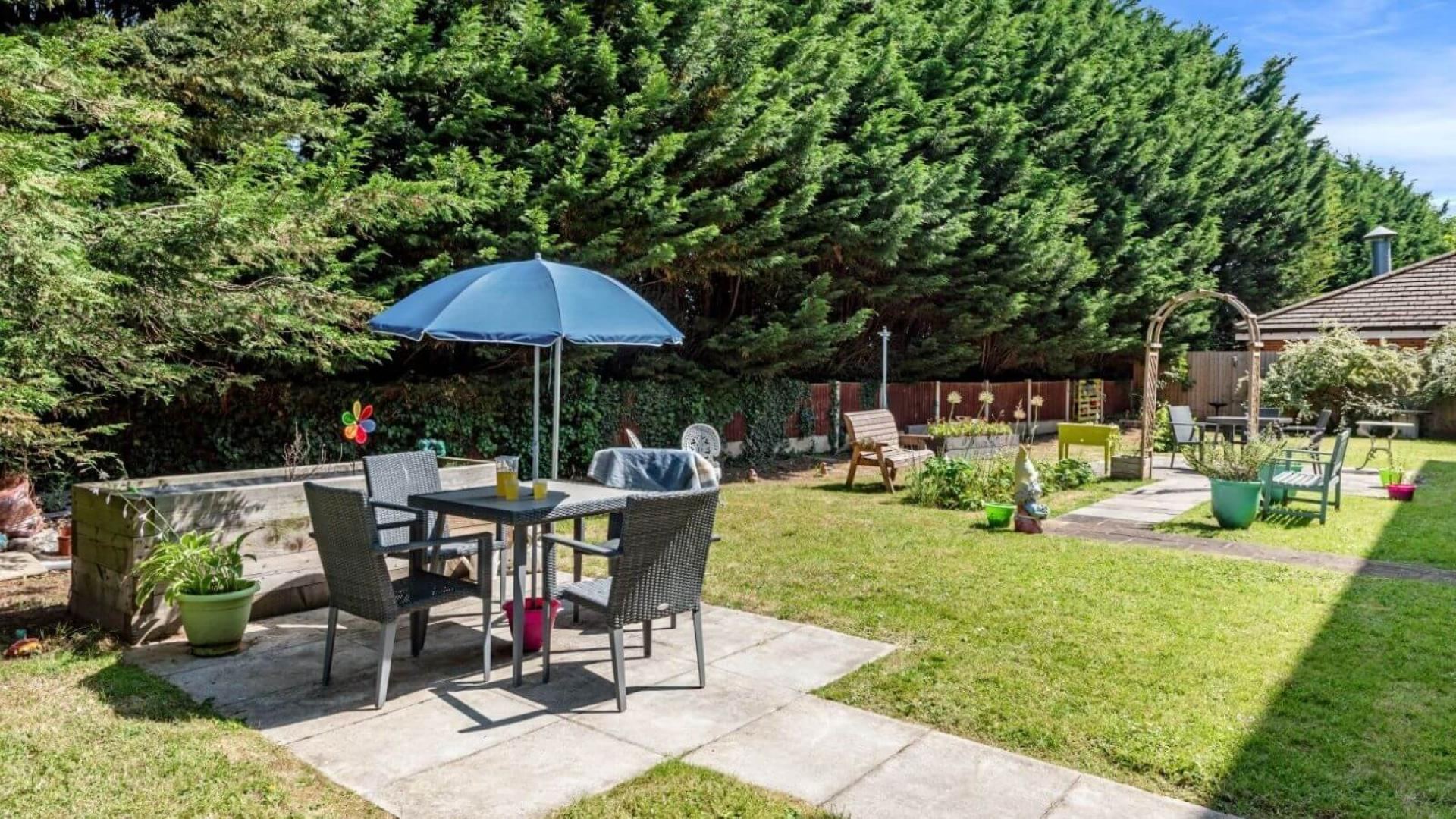 Garden area at Green Park Nursing Home in Warrington