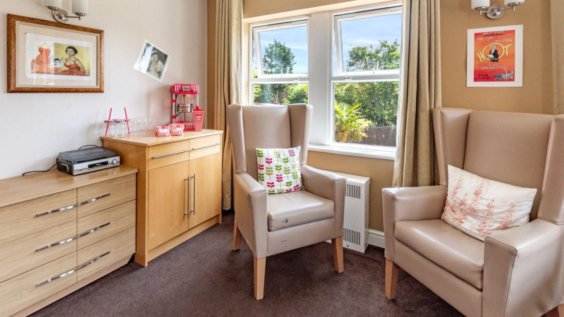 Cosy living space at Thornton Hall and Lodge Care Home in Liverpool