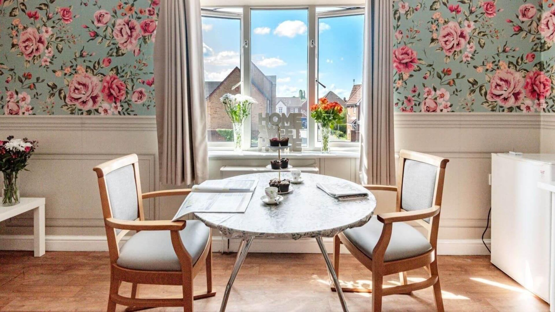 Light, bright dining area at Green Park Nursing Home in Warrington