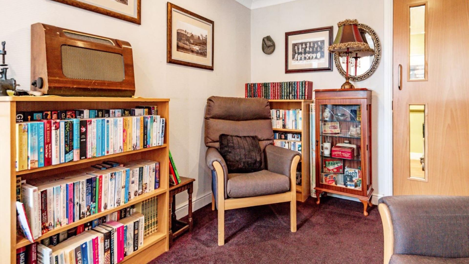 Library at Lofthouse Grange and Lodge Care Home in Wakefield